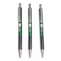 Шариковая автоматическая ручка F-301А Zebra green (0,7мм), корпус зеленый металлик, синие чернила