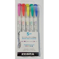 Двухсторонний маркер и кисть ZEBRA Mildliner Double Ended Brush Assorted Refresh (5 шт в наборе )